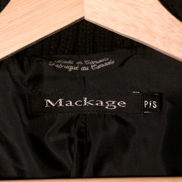 Mackage Wool Cashmere Leather Trim Long Trench Coat Black Womens S Dark Academia - Picture 3 of 10